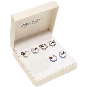 On 34th 3-Pc. Set Small Pavé & Color Mixed Style Hoop Earrings, 0.6"